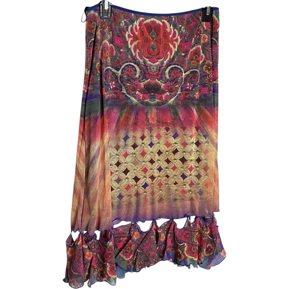 Vintage 90's Vivienne Tam Mesh Cutout Ruffle Skirt